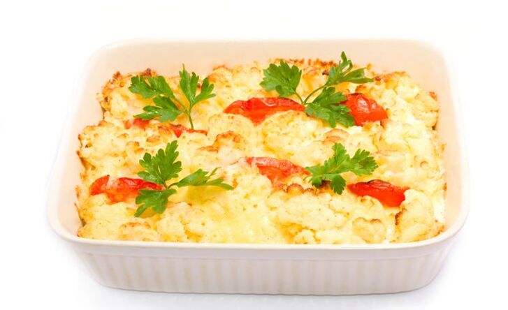 Vegetable casserole is a healthy food for deposits of uric acid salts in the body